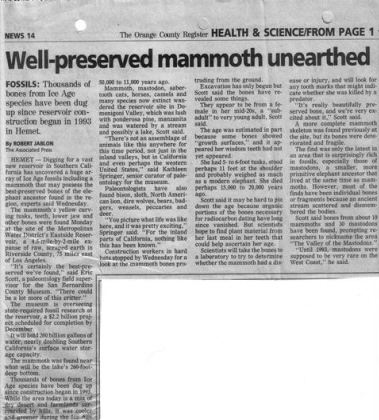 Mammoth Unearthed, OC Register